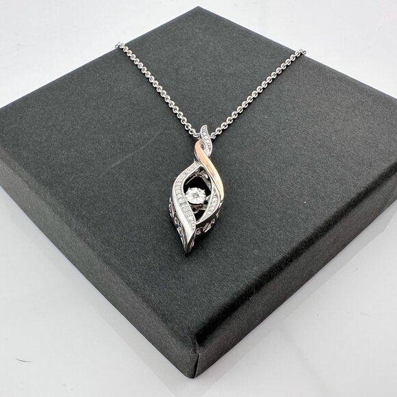 Beautiful Twisted 10kt Rose Gold & Sterling Silver Diamond Necklace - Picture 11 of 12